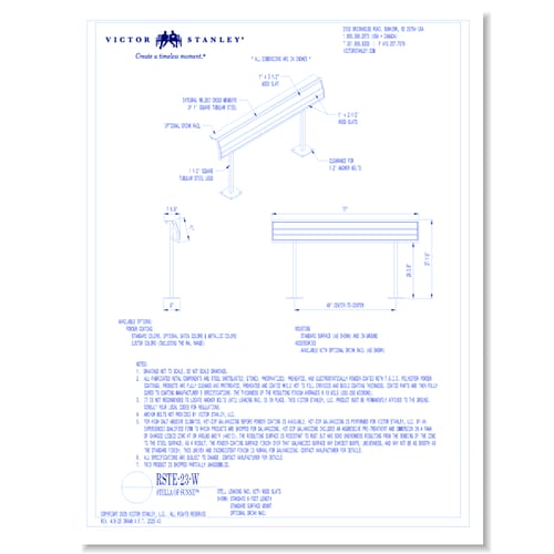 Model RSTE-23-W: Stella Leaning Rail 6ft Standard Surface Mount, Wood Slats, Optional Drink Rail