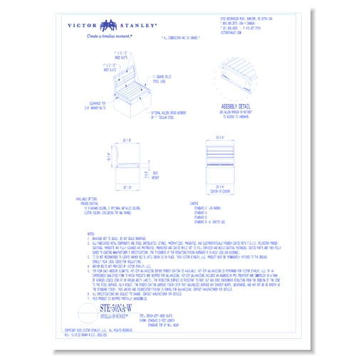 Model STE-50NA-W: 2' Length, Wood Slats, Armless, Top of Wall Mount