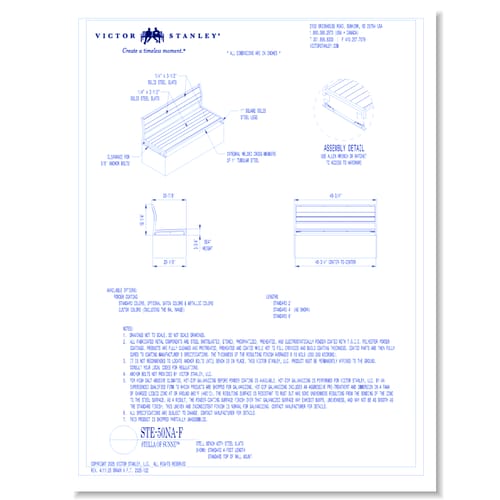 Model STE-50NA-F: 4' Length, Steel Slats, Top of Wall Mount, Armless
