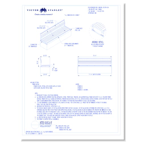 Model STE-50NA-F: 6' Length, Steel Slats, Top of Wall Mount, Armless