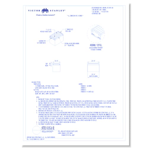 Model STE-53NA-R: 2' Length, Recycled Plastic Slats, Armless, Top of Wall Mount