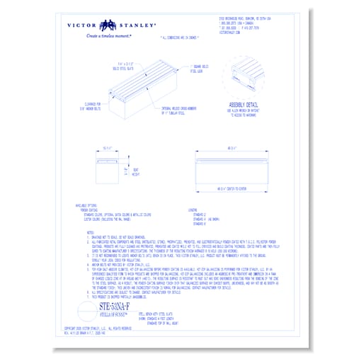 Model STE-53NA-F: 4' Length, Steel Slats, Top of Wall Mount, Armless