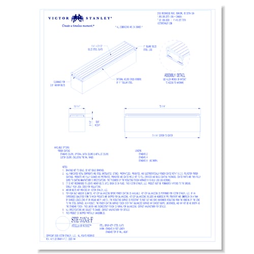 Model STE-53NA-F: 6' Length, Steel Slats, Armless, Top of Wall Mount