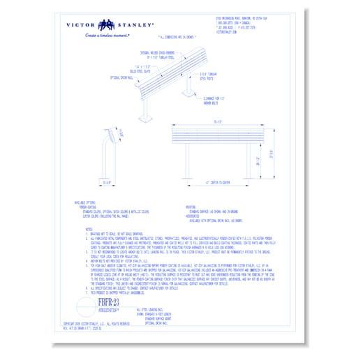 Model FBFR-23: 6' (1.8 m) Length, Standard Surface Mount, Optional Drink Rail
