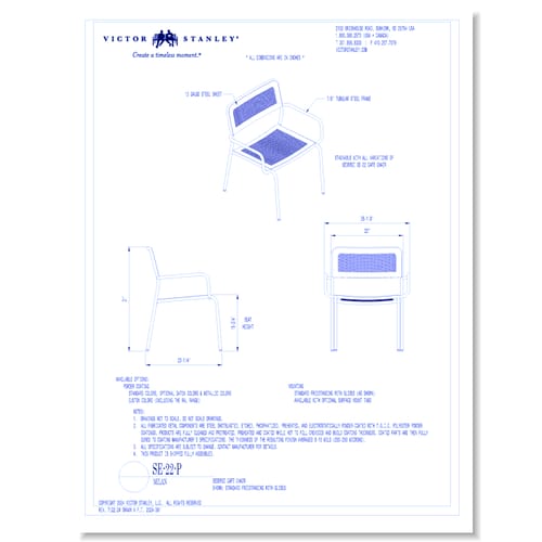 Model SE22P-E: Perforated, Slat with Arms, Freestanding with Glides