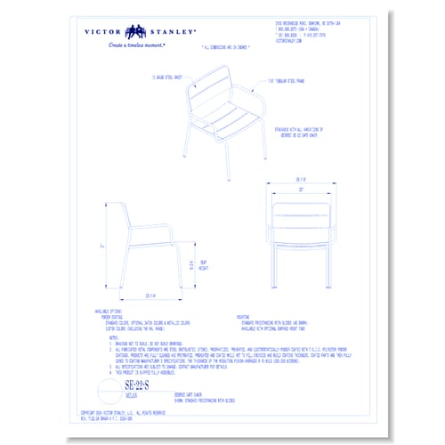Model SE22S-E: Slat with Arms, Freestanding with Glides