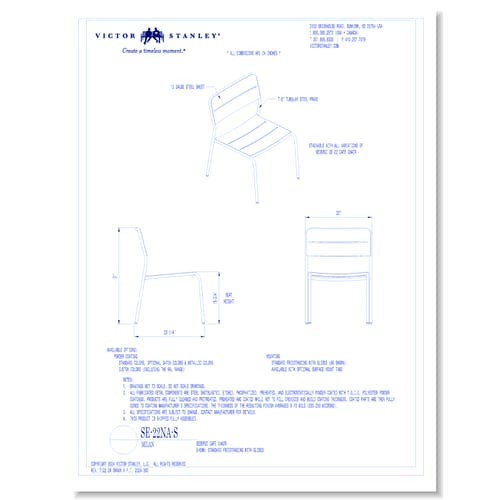 Model SE22NAS-E: Slats, Armless, Freestanding with Glides