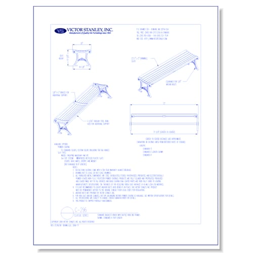 Model C-296: Wood Slats or 2nd Site Systems® Reinforced Recycled Plastic