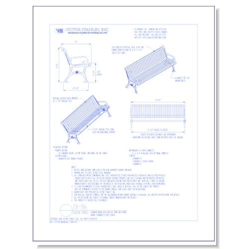Model CR-196: Classic Bench, Steel Scroll Seating