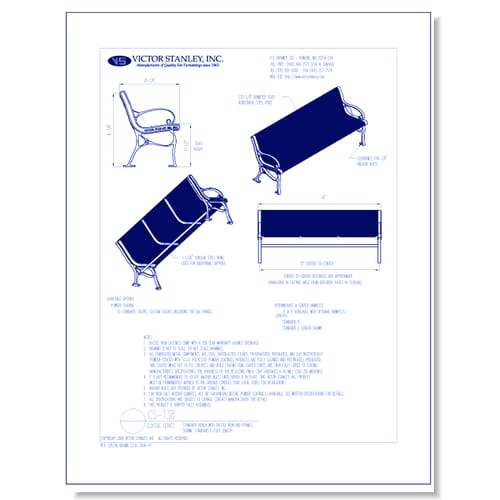 Model CS-138: Classic Bench, Horizontal Steel Rod Seating