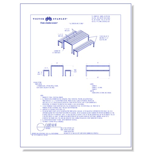 Model CAMT-63: Camille Table 6 x 3 ft (1.8 x .91m)