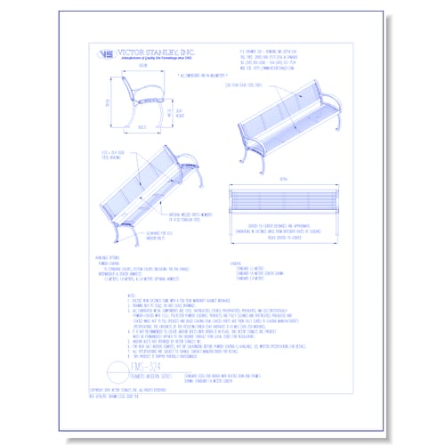 Model FMS-324: Framers Modern™ Bench, Horizontal Steel Rod Seating