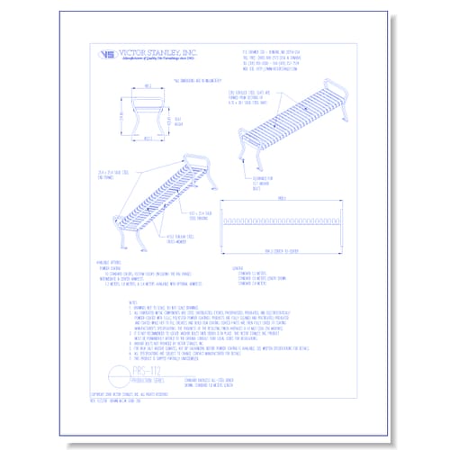Model PRS-112: Production Backless Bench, Steel Scrolls