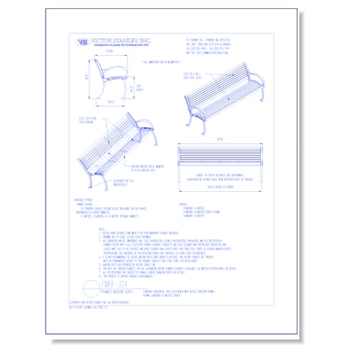 Model FMBF-324:Framers Modern™ Bench, Horizontal Steel Slats