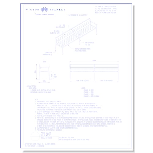 Model STE-20-F: Stell Bench, Horizontal Steel Slats, Center Leg with Armrest