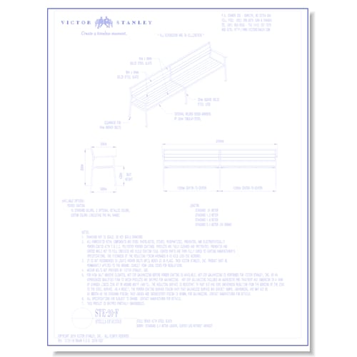Model STE-20-F: Stell Bench, Horizontal Steel Slats, Center Leg without Armrest
