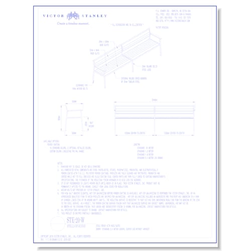 Model STE-20-W: Stell Bench, Wood Slats, Center Leg without Armrest