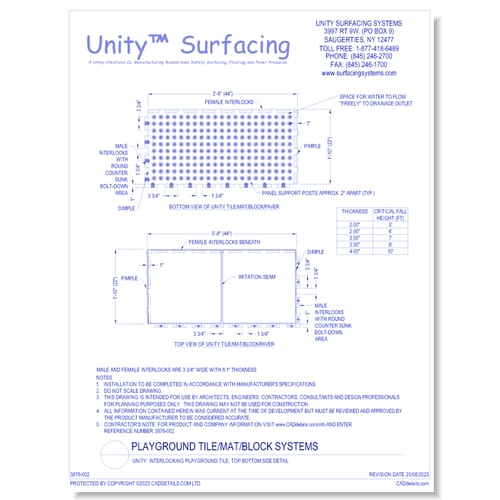 UNITY: Interlocking Playground Tile, Top Bottom Side Detail