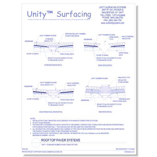 UNITY: Standard Rubber Paver, Drain Options