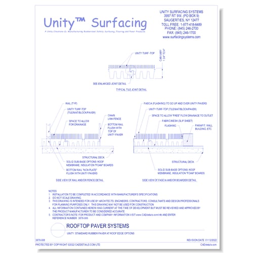 UNITY: Standard Rubber Paver at Roof Edge Options