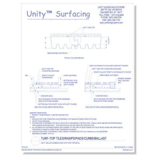 UNITY: Ballast Rubber Paver With Turf-Top Detail