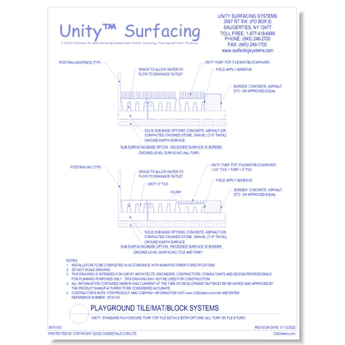 UNITY: Standard Playground Turf-Top Tile Details Both Options (All Turf Or Tile & Turf)