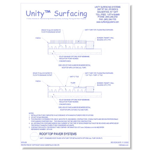 UNITY: Standard Roof Paver With Turf Top Details Both Options (All Turf Or Split)