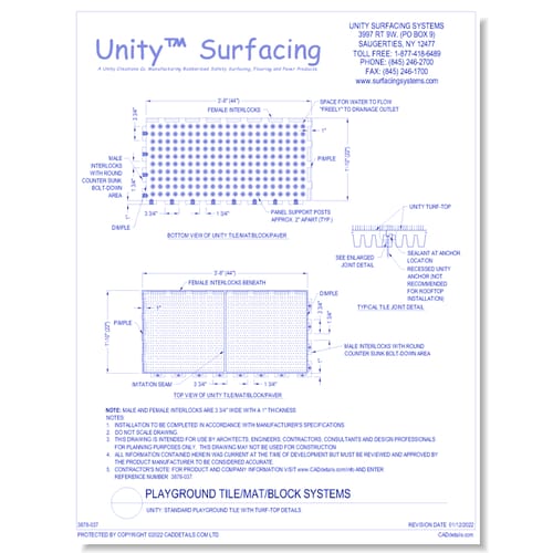 UNITY: Standard Playground Tile With Turf-Top Details