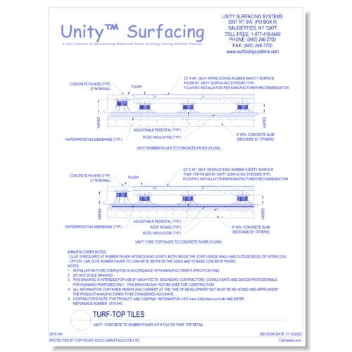 UNITY: Concrete to Rubber Paver With Tile or Turf-Top Detail