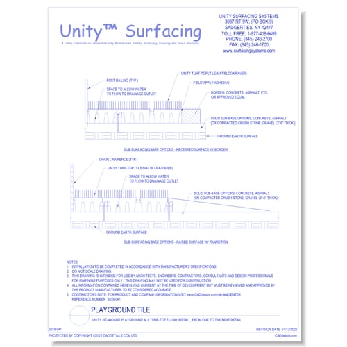 UNITY: Standard Playground All Turf-Top Flush Install, From One To The Next Detail