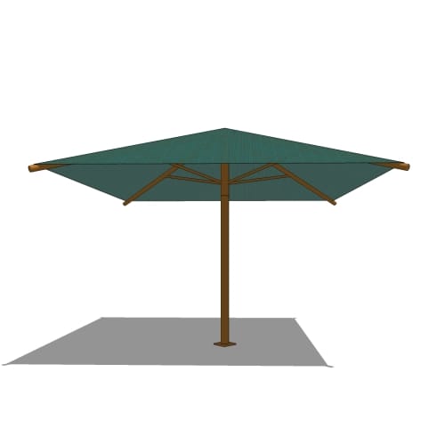 14' x 14' Square Umbrella with 8' Height, Glide Elbow™, and In-Ground Mount