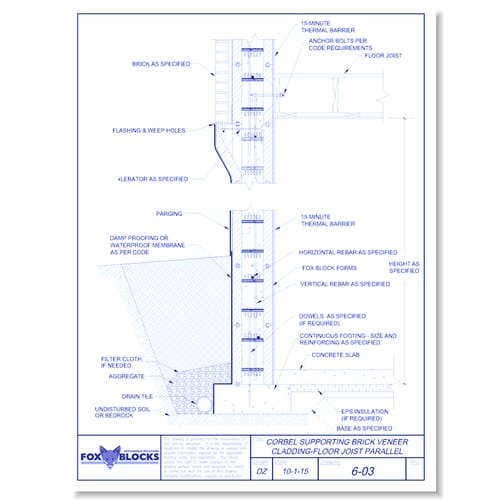 Corbel Form Supporting Brick with Joist Parallel