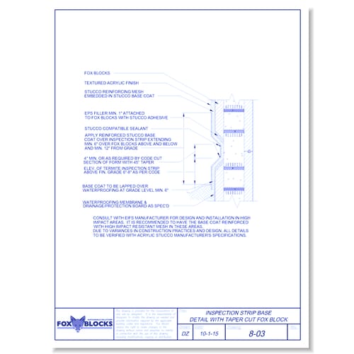 Inspection Strip with Taper Cut