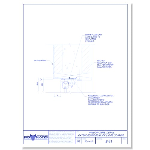 Window Jamb Extended Wood Buck and TAFS Coating