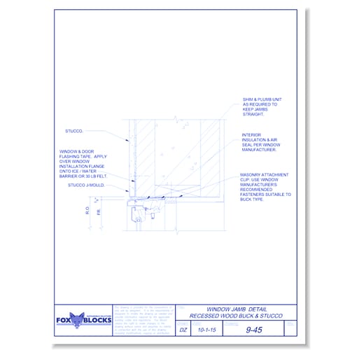 Window Jamb Recessed Wood Buck and Stucco