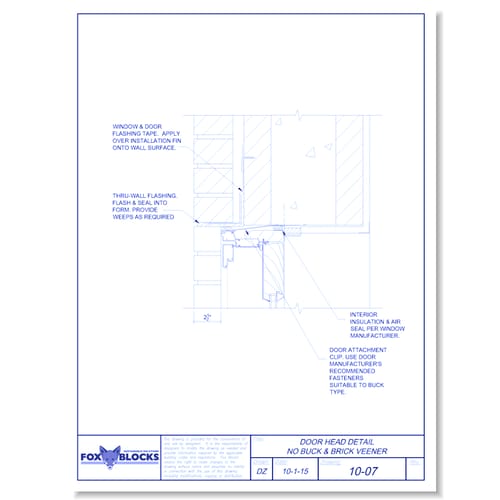 Door Head No Buck and Brick Veneer