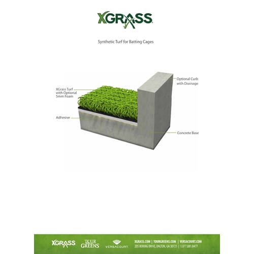 XGrass® Synthetic Turf for Batting Cages over 5mm Foam