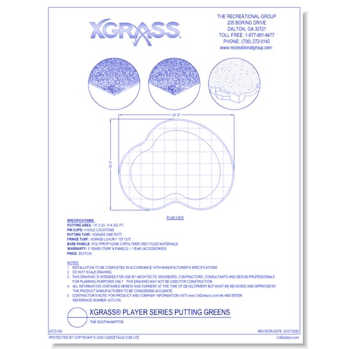 XGrass® Player Series Putting Green Kits: The Southhampton