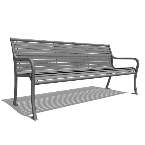 Model WP1-1000: WestPort Backed Bench - Horizontal Strap, Six Foot Length, Steel Bar Ends
