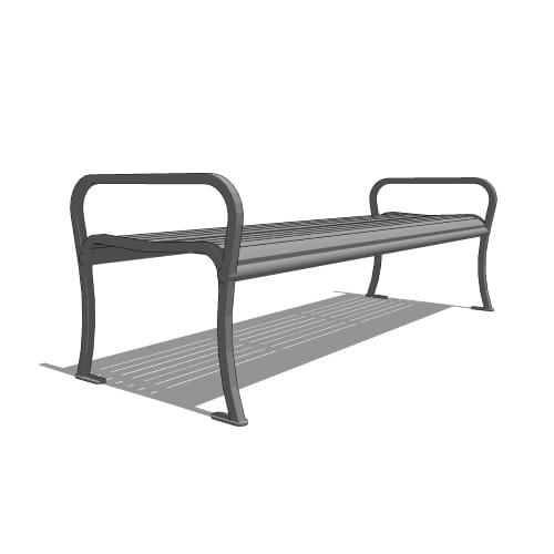 preview of Model WP1-1110: WestPort Backless Bench - Horizontal Strap, Six Foot Length, Cast Iron Ends