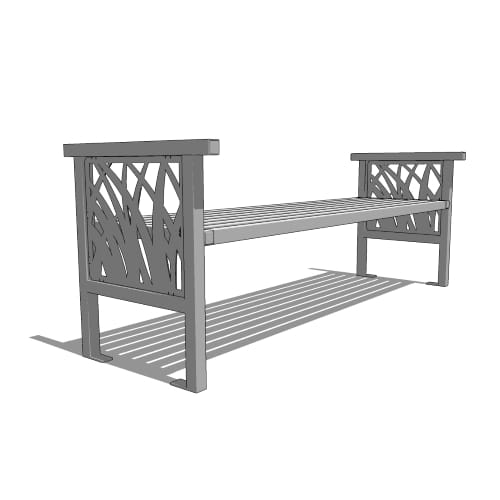 Model TG1-1100: TallGrass Pattern Backless Bench - Six Foot Length, Steel Bar Ends