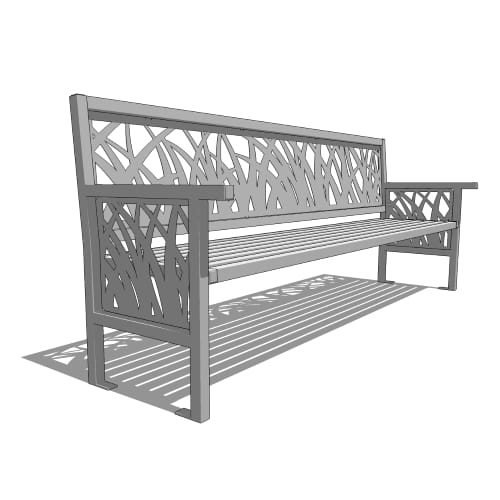 preview of Model TG1-2000: TallGrass Pattern Backed Bench - Eight Foot Length, Steel Bar Ends