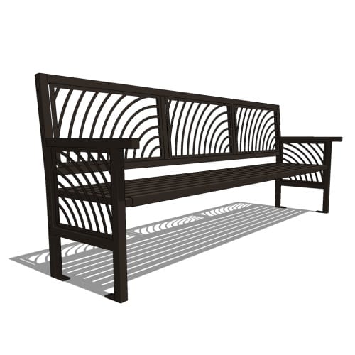 preview of Model JC1-2000: JordanCreek Backed Bench - Laser Pattern, Eight Foot Length, Steel Bar Ends