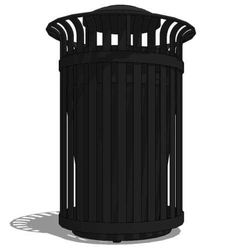 Model CV2-1002: CityView Top Opening Receptacle - Vertical Strap, 40 Gal.,Surface Mount, Ash Top
