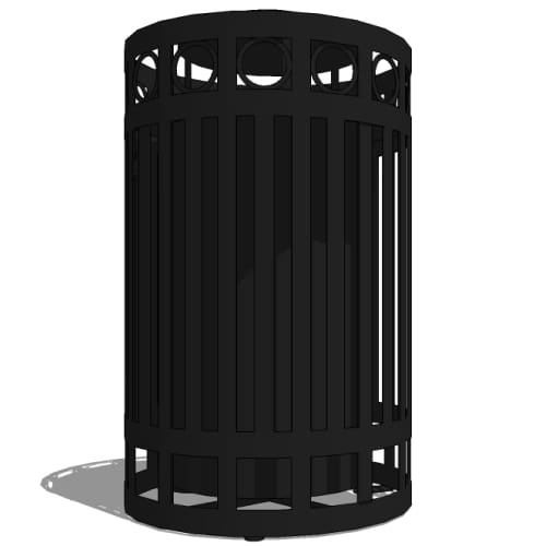 Model HL2-2101: Halo Side Door Opening w/ Latch Receptacle -  Decorative Ring, 36 Gallon Receptacle, Side Door Opening w/ latch, Surface Mount, Dome Top