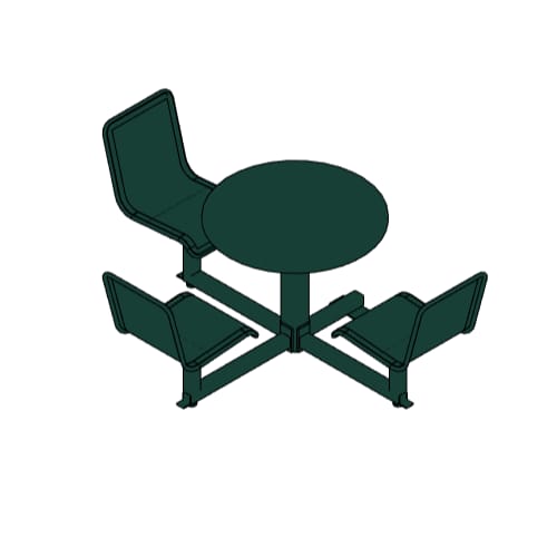 preview of Model PM6-3110: Public Metro Carousel Table - 48inch Round Table Top, 3 Backed Chairs