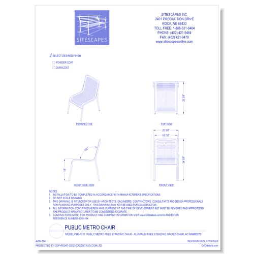 Model PM5-1011: Public Metro Free Standing Chair  - Aluminum Free Standing, Backed Chair, No Armrests