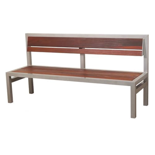 Skyline Armless Bench With Tropical Wood Slats