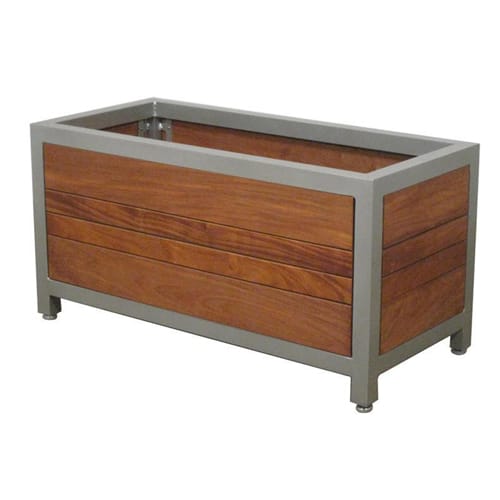 48'' Skyline Planter With Tropical Wood Slates