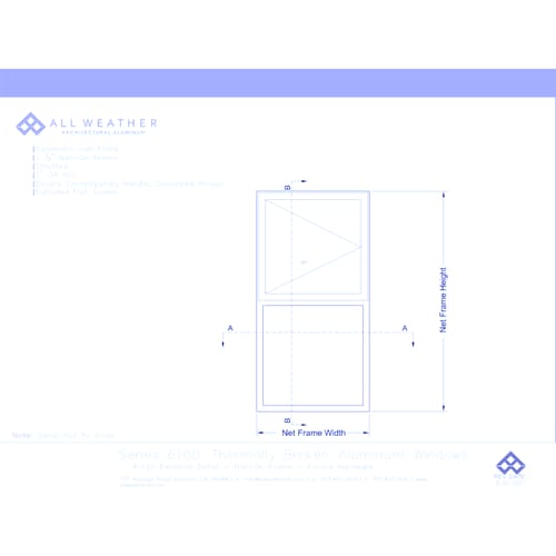Series 6100 Windows: Standard Nail On - Casement  over Fixed with Encore Hardware